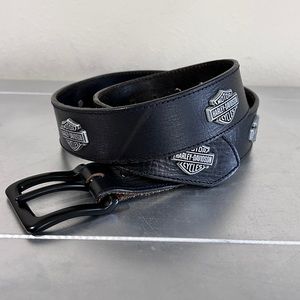 Harley Davidson Metal & Leather Bar & Shield Belt